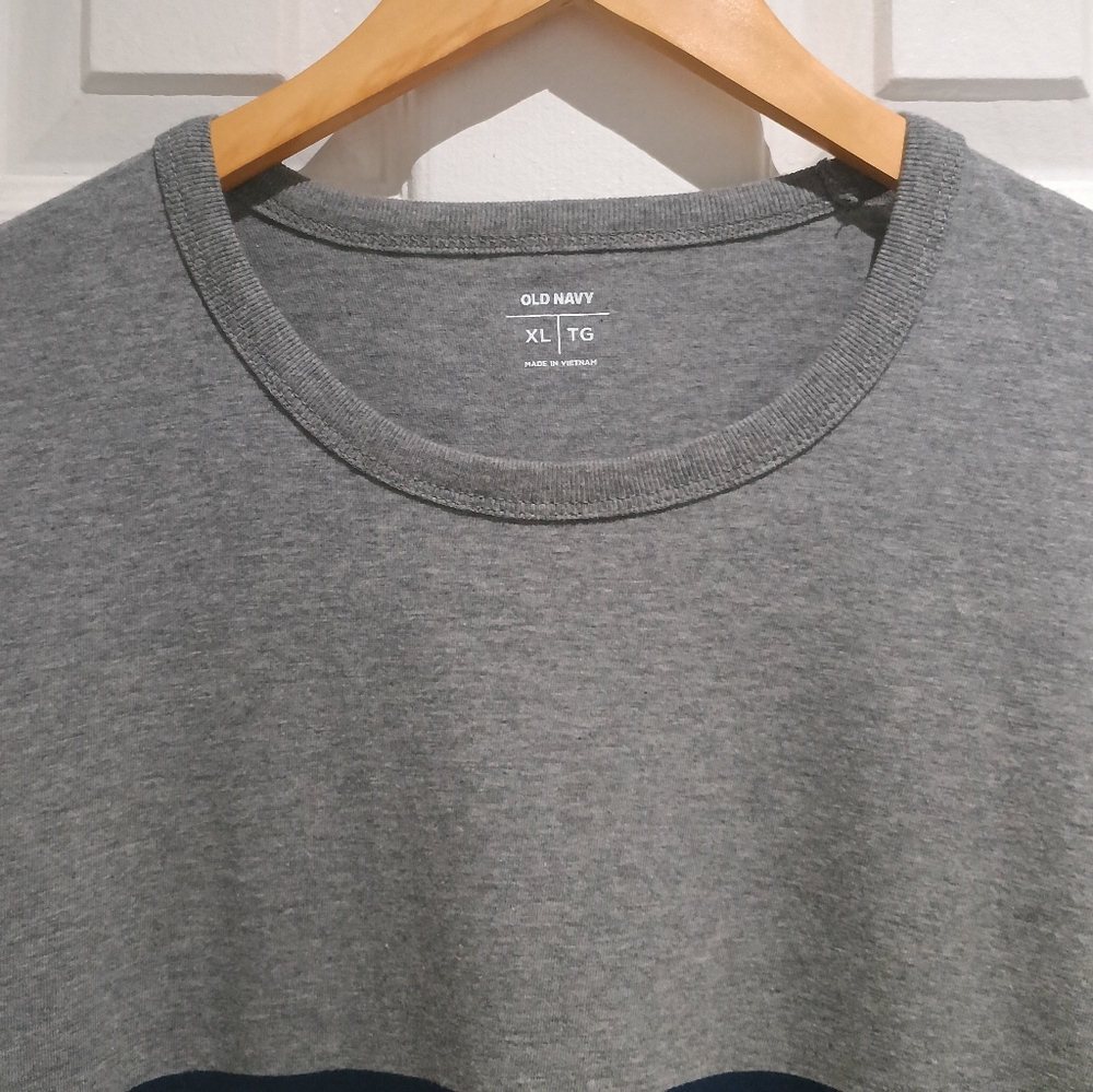 BNWT Old Navy Gray and Navy Cotton Striped Long Sleeve Tee - Picture 5 of 7